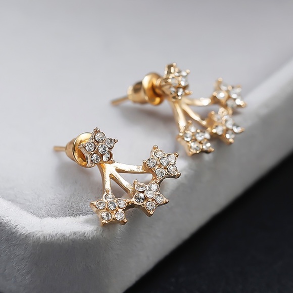 Jewelry - Gold/Crystal Star Studs w Jackets